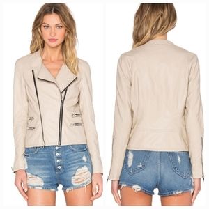 Blank NYC Medium Beige Vegan Faux Leather Moto Jacket